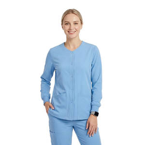 Chaqueta de Enfermería Moderna con Colores Personalizados, Cuello Redondo, Manga Larga, Abrigo Cálido con Puños Acanalados, Uniformes de Hospital - Product Image 1