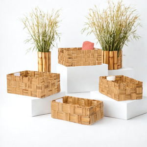 Authentic Eco-Friendly Vietnamese Vintage Water Hyacinth <b>Weave</b> Storage <b>Basket</b> Rectangle for Umbrella Yoga Mat Export Major - Product Image 1