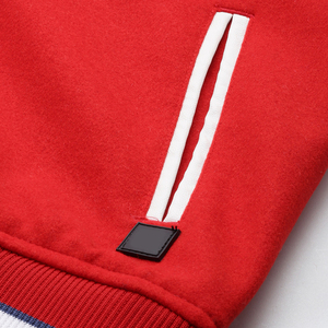 Wholesale Rate Breathable Customized Logo Print Unique Design <b>Button</b> Front Fashion Outer Wear Product Varsity Jacket For Men - Product Image 6