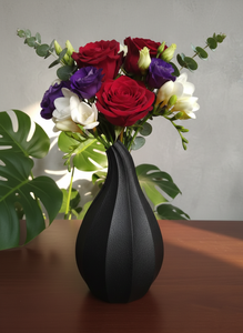 Luxury Spiral Ribbed <b>Matte</b> Black Metal Flower Vase Elegant Handcrafted Modern Home Decor <b>Table</b> Centerpiece Single Unit Only - Product Image 2