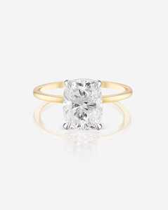 Bague de fiançailles solitaire halo à griffes en or massif 14 carats pour femme, diamant de laboratoire taille coussin de 2,50 carats, certifié IGI, pour anniversaire de mariage - Product Image 5