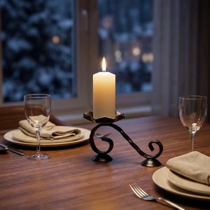 Support de bougie pilier sur mesure en fer plaqué laiton, fait main, pour centre de table de mariage, décoration de table pour fêtes à domicile - Product Image 6