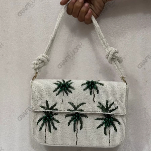 Bolso de hombro con cuentas color marfil, fabricante de bolsos con motivo de palmera, venta al por mayor, OEM, marca privada, exportación, proveedor a granel - Product Image 2