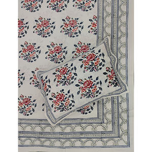 Sábana Plana de Algodón con Estampado Geométrico a Mano, 200 Hilos, Color Blanco Butta, para Cama Doble, Transpirable, para Uso Doméstico, Hotelero y de Lujo - Product Image 1