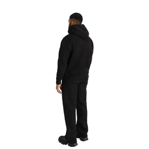 Men's Black <b>Full</b> <b>Zip</b> <b>Hoodie</b> Tracksuit Solid Color Casual Wear 100% Cotton Lightweight Regular Fit Winter Style Side Pockets - Product Image 5