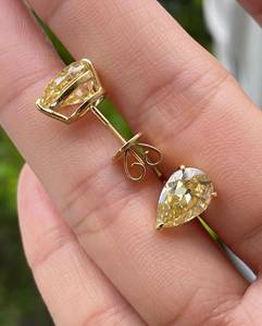Yellow Pear Cut Moissanite Stud <b>Earrings</b> – Velaboo 14K Gold – Canary Diamond Look Teardrop <b>Fine</b> Jewelry – Luxury Wedding Gift - Product Image 2