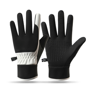 Ski <b>Gloves</b> Full Finger Blue White Quilted Palm With Grip Dots Hook And Loop Closure Unisex Winter Outdoor Activity - Product Image 3
