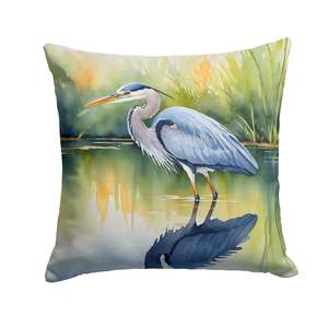 Blue Heron Stalking Prey <b>Throw</b> Pillow Machine Washable 14Hx14W Indoor Outdoor Decorative Pillow <b>for</b> <b>Couch</b> Bed & Patio - Product Image 1