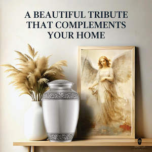 Urne funéraire en métal argenté pour cendres humaines |   Urne funéraire gravée pour adulte |   Fabricant et fournisseur en gros d'urnes funéraires classiques - Product Image 6
