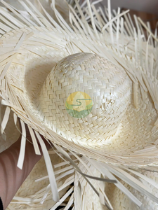 Sombrero de Paja Unisex, Sombrero de Playa Tejido a Mano, Sombrero de Paja de Hoja de Palma Natural con Borde Deshilachado - Product Image 6