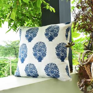 Natural <b>Linen</b> Pillow Cover Cushion Case Hand-Block Printed Cotton with Zipper Closure Home Decor Hotel Use Christmas Inspired - Product Image 1