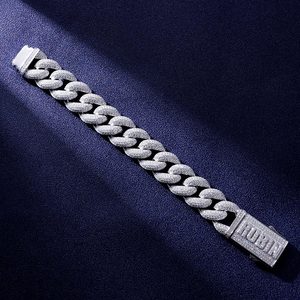 Pulsera cubana de oro blanco de 14 quilates de 16 mm y 7 pulgadas para hombre, la mejor calidad de piedras D VVS de Miami, los mejores joyeros y revendedores. - Product Image 3