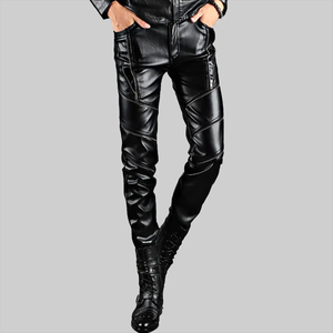 Pantalon décontracté pour homme en cuir respirant et léger de haute qualité – Vente en gros, personnalisez votre logo, couleur sur mesure, taille haute - Product Image 3