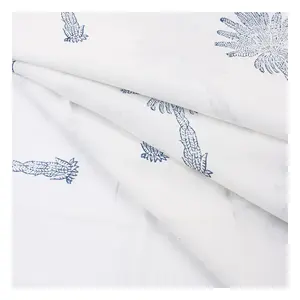 Nueva última colección, tela hermosa de alta calidad con estampado de mano de palmera india, venta al por mayor, tela de vestido de algodón de verano