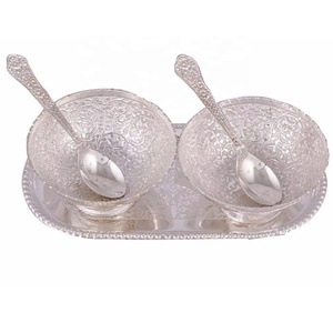 สินค้ามาใหม่ชุดถาดชามช้อนชุบเงินผลไม้แห้งชามเสิร์ฟของหวานชามโลหะของขวัญคริสต์มาสงานแต่งงาน - Product Image 2