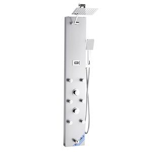 49 Brushed Stainless Steel <b>Shower</b> Column LED Rainfall <b>Shower</b> Head 4 Function Faucet Wall Tower <b>Shower</b> <b>Shower</b> Room <b>Accessories</b> - Product Image 1