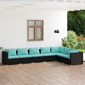 Conjunto de Muebles de Jardín de Ratán PE Negro con Acero con Recubrimiento en Polvo, Colección de Muebles Duraderos para Exteriores - Product Image 1