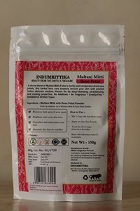 INDUMRITTIKA Multani Mitti Rose Powder Face Pack pour tous types de peaux Durée de conservation de 2 ans Emballage en sachets et en cartons - Product Image 2