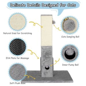 31-Inch Tall Cat <b>Scratching</b> <b>Post</b> with Sisal Rope and 2 Plush Balls Premium Cat Tree Design - Product Image 5