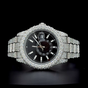 Customized Unisex Luxury Wrist <b>Watch</b> Full Iced out <b>Black</b> Dial Hip Hop Style with Moissanite Diamond New Arrival - Product Image 1