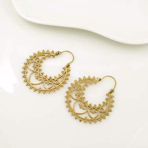 Boucles d'oreilles créoles en laiton plaqué or pour femme, style bohème, bijoux fantaisie, boucles d'oreilles tendance - Product Image 4