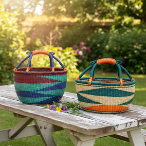 Natural Bolga Seagrass <b>Basket</b> Handmade Woven <b>Basket</b> with Handle <b>for</b> Shopping Picnic and Storage Home Use - Product Image 4