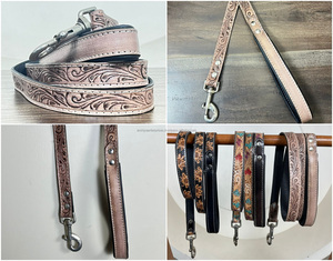 Producto más vendido 2025, correa de cuero mecanizada a mano para perros, accesorios de lujo de cuero genuino para exteriores, correas de entrenamiento para caminar para perros - Product Image 3