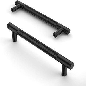 Poignées de meuble noires mates, poignées de meuble moletées, poignées de placard, quincaillerie de cuisine pour tiroirs et placards - Product Image 2