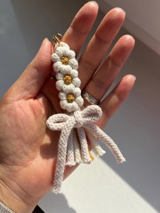 Trendy Flower Design Macrame Keychain Decorative Object For Wallet Hanging And Return <b>Gift</b> Purpose Fashion Charm Holder - Product Image 2