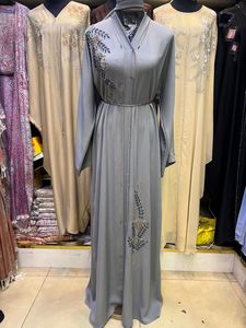 Best Selling Abaya Modest Dubai Beaded Sequined <b>Long</b> Sleeve Abaya Muslim Traditional Handmade Wedding Women Breathable V Neck - Product Image 2