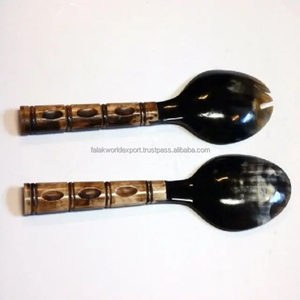 Cubiertos de cuerno de Búfalo, nuevo diseño tradicional, cuchara de cuerno, cubiertos para restaurante, cuchara de cuerno Real Natural 100% de FWE - Product Image 1