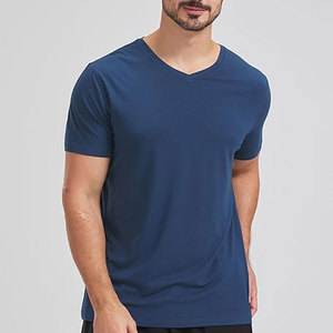 T-shirt en coton à col en V pour homme, respirant, à manches courtes, tendance, fournisseur OEM, marque privée, coupe classique - Product Image 5