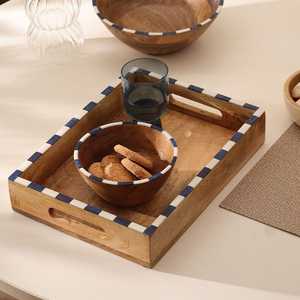 Bandeja ovalada de madera hecha a mano para servir y decorar el hogar, y tabla de madera para cortar chocolate y servir alimentos. - Product Image 3