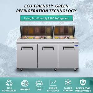 Orikool 72 Équipement de réfrigération pour cuisine commerciale, Table de préparation pour sandwichs et salades, Planche à découper en bois de boucher avec couvercle de protection, Froid - Product Image 5