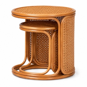 Juego de mesas de centro de lujo, mesas nido de ratán, muebles hechos a mano, suministro directo de fábrica - Product Image 1