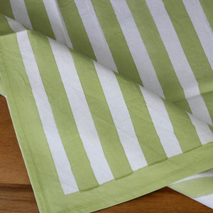 Nappe de table rayée verte et blanche 100% coton, ensemble de nappes de mariage en lin - Product Image 4