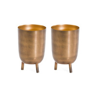 Pot Bunga Logam Berlapis Krom Mewah Modern dengan Dudukan Dekoratif dan Lubang Drainase untuk Taman dan Ruang Interior/Eksterior
