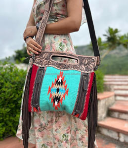Nouveaux sacs à main à franges usinés à la main Jacquard Turquoise couleur fronde bohème aztèque sacs en tissu élégant vente chaude sacs pour femmes - Product Image 4