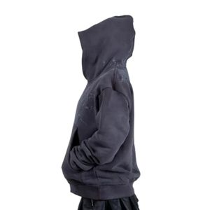 Sweat-shirt à capuche unisexe surdimensionné en molleton épais, noir anthracite délavé style vintage, streetwear - Product Image 4