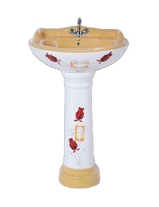 Top Notch Qualité Ashirwad Céramique Designer One Piece Lavabo À La Main Piédestal Forme Ovale Monotrou 9L Capacité 5 Ans - Product Image 1