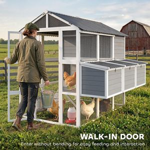 77\" Large Outdoor Wooden Chicken Coop Nesting Boxes Waterproof Roof New Poultry <b>Cage</b> Run for 6-8 Chickens <b>Rabbits</b> Layer <b>Cage</b> - Product Image 4