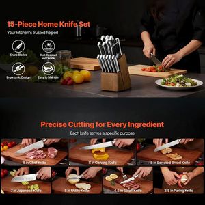 Set di 15 Utensili da Cucina con Portacoltelli per Cucinare a Casa - Product Image 2