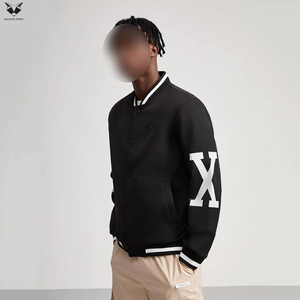 Black Color Outer Wear Lightweight <b>Men</b> Loose Fit Digital Print Going Out <b>Long</b> Sleeve Baseball College Baseball Varsity <b>Jackets</b> - Product Image 2