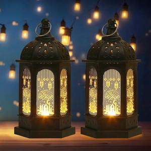 Lanterne LED dorée Ramadan Kareem, Eid Mubarak, lumière de bougie suspendue islamique, décoration de fête, lampe de table, cadeau - Product Image 4