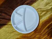 Assiette jetable écologique en bagasse à 4 compartiments, rectangulaire ou ronde, biodégradable, anti-fuite, en canne à sucre