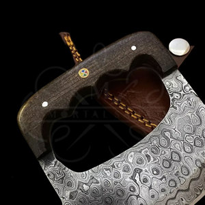 Cuchillo Ulu de Acero D2 Hecho a Mano con Mango de Madera Dura y Funda de Cuero, Hoja de Corte Ulu de Alta Calidad - Product Image 5