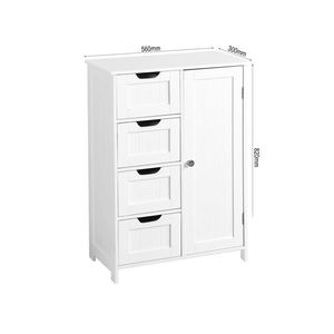 Mobiletto Moderno Bianco per Bagno Salvaspazio con Ripiani Regolabili e Cassetti in MDF, PVC e Metallo per Uso Domestico - Product Image 3