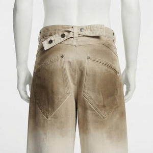 <b>Men's</b> High Waist <b>Wide</b> <b>Leg</b> Dip Dye Denim <b>Jeans</b> Loose Fit Casual Summer Style Cotton Woven Fabric - Product Image 6