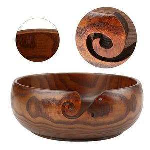 AZ ENTERPRISES Wooden Yarn Bowl Round Hand Carved Spiral Design Natural Finish Portable 15cm Needlework Accessory - Product Image 2