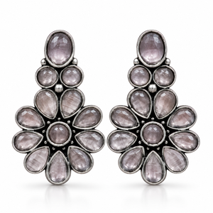 Boucles d'oreilles clous fleur tendance en pierre lavande pâle pour femme, bijoux fantaisie, vente en gros - Product Image 1
